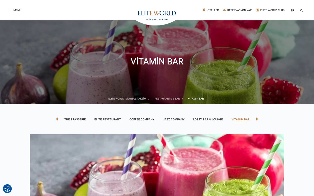 Страница Vitamin Bar отеля Elite World